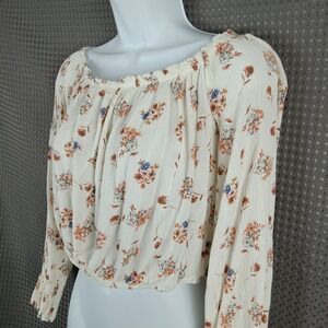 Womens Boho Floral Milkmaid Peasant Crop Top Large Off Shoulder Prairie Blouse